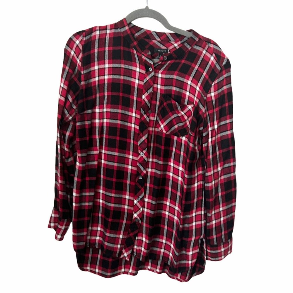 Talbots Plaid Flannel Button Down Blouse